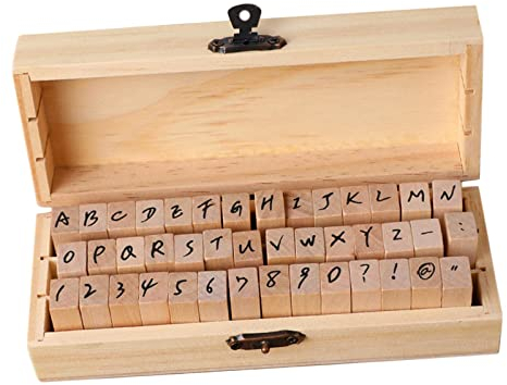 Harilla Holz-Alphabet-Buchstaben-Stempel, Gummisymbol-Stempel, mit Box, Basteln, Vintage-Stil, Siegel, DIY, Mehrzweck-Kartenherstellung, Kursiv