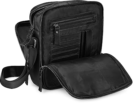 BAIGIO Schultertasche Umhängetasche Herren Leder Vintage Herrentasche Messenger Bag mit Schultergurt für Arbeit Reise Alltagsleben (Hellbraun-Glatt)