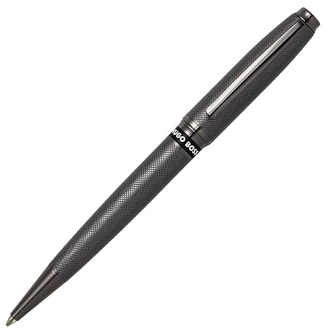 Hugo Boss Stream HSW3784D Brass Ballpoint Pen in Gun Colour Length: 14.5 cm Blue