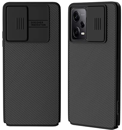 XTCASE Hülle für Xiaomi Redmi Note 12 Pro+ / Note 12 Pro Plus 5G Kameraschutz Handyhülle - Kamera Schutz mit Schieber, Premium Hybrid PC + TPU rutschfest Stoßfest Kratzfest - Schwarz