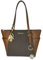 Michael Kors Charlotte Große Tragetasche mit Reißverschluss oben, gebündelt, Handtaschenhaken (Signature MK Brown), Signature Mk Brown