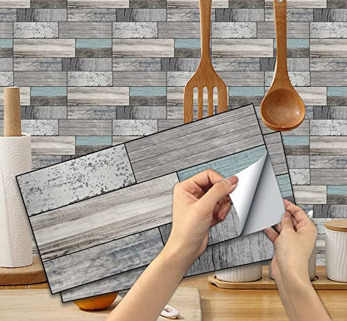 A.Monamour Adesivi per Piastrelle da Parete Adesivi per Mattonelle Autoadesivo Legno Effetto 3D Impermeabile PVC Decorazione Murale per Cucina Bagno Lavanderia 15cmx30cm