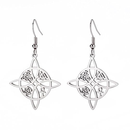 Dreamtimes Hexenknoten Ohrringe für Frauen Edelstahl Ohrringe Keltische Quaternäre Hexenknoten Ohrringe Hexerei Amulett Schmuck Geschenk für Frau Freundin Weihnachten