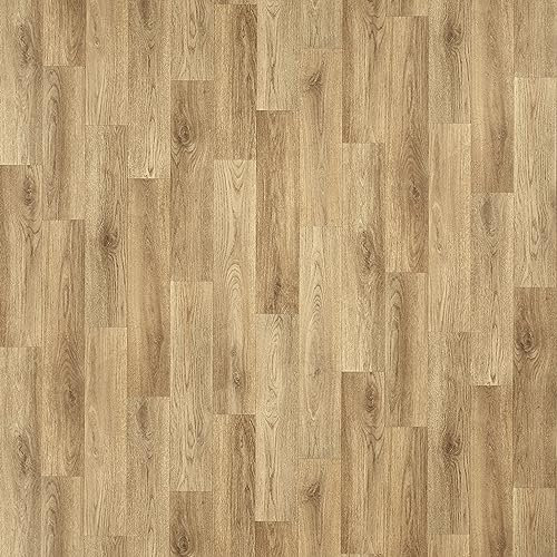 Wood Effect Cushion Vinyl Flooring Roll Natural Oak Effect Lino Flooring Cheap Anti Slip Bathroom Kitchen Bedroom Flooring 2m 3m Width (Lambourne French Oak, 4m x 3m)