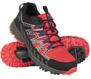 Mountain Warehouse Enhance Mens Waterproof Trail Running Shoes - Breathable, Soft, Comfortable & Durable Sneakers - for Spring Summer, Walking & Outdoors Active Red Adult Shoe Size 6