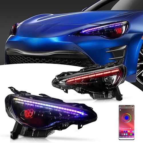 Archaic RGB Dämonenaugen Scheinwerfer Für Toyota 86 GT86/Subaru BRZ 2012–21 | Scion FR-S 2012–16, Frontlichter mit Animation RGB DRL, Wabenlinse,Mit E-Prüfzeichen