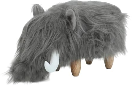 SVITA Tierhocker mit Stauraum Kinderhocker Ordnungshelfer Sitzhocker Polster mit Holzbeinen Kinderzimmer Deko Sitzbox Tier-Motiv Mammut