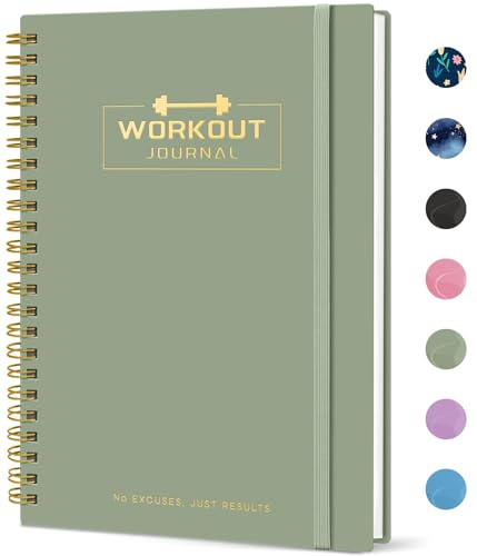 Fitness Workout Journal for Women & Men, A5(5.5 x 8.2) Workout Log Book Planner for Tracking, Progress, and Achieving Your Wellness Goals - Green