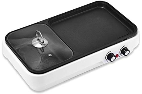 LaMaMe Griglia elettrica Multifunzionale Pentola elettrica 2 in 1 Padella Antiaderente per Crepe per 1-4 Persone