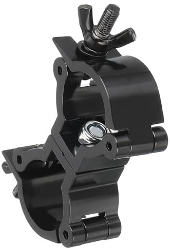 sourcing map Light Truss Clamps, Aluminum Alloy Stage Lighting Pipe O Clamp for 0.94-1.02inch OD Tube Max Load 10lb Double Buckle, Black 1Pcs