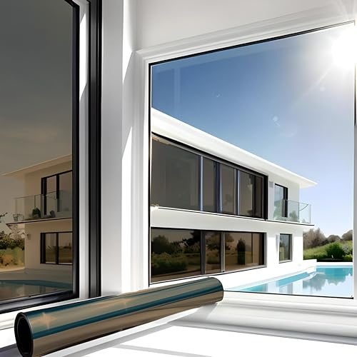 MARAPON® Film miroir de fenêtre, brise-vue, opaque, 118 x 200 cm, protection solaire, ne laisse pas de résidus, pour extérieur, fenêtre de toit
