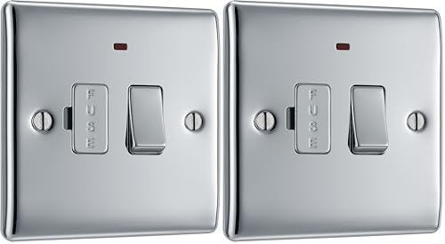 BG Electrical NPC52 Switched Fused Connection Unit with a Power Indicator, Polished Chrome, 13 Amp (Pack of 2)
