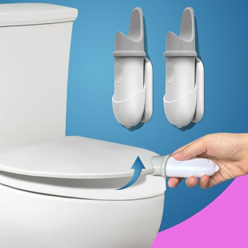 Toilet Seat Lifter Handle, [Innovative Structure] Toilet Lid Cover Lifter, Bathroom Restroom Gadgets Accessories for Home Hotel Office, Avoid Touching（Grey,2Pack