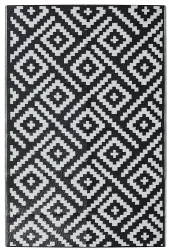 vidaXL Tapis d'extérieur ARAKIL Blanc et Noir 120x180 cm PP