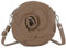 modamoda de T225 Damen Leder Umhängetasche Abendtasche Clutch Blüte Klein handmade in Italy, Farbe:Blassbraun