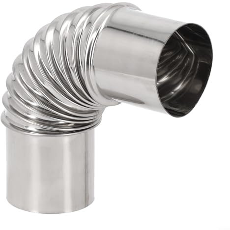 Set di tubi per stufa a gomito, in acciaio inossidabile, tubo flessibile per stufa in metallo, prolunga per canna fumaria (50 mm)