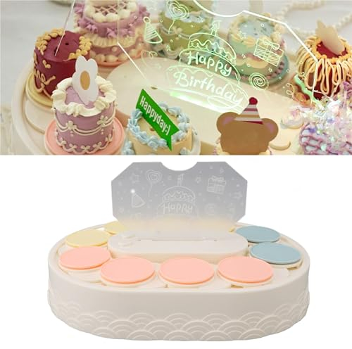 Turntable Cupcake Display Stand, Battery Operated Rotating Cupcake Stand LED Automatic Rotating Plates with Serving Trays, Macaron Serving Tray Cupcake Holder with Music for Party Decoration