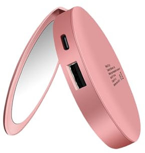 OZMDXKJ New Portable Folding Led Makeup Mirror, Power Bank Portable Mirror with Light Smart Touch Control for Makeup Desk, Bedroom, Dressing Room Tabletop,Pink