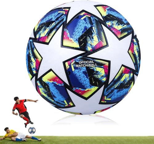 Auirshiky 2024 Championsleague Ball, Größe 5 Fußball für Kinder und Erwachsene Fußballfans Artikel Fußballliebhaber Geburtstagsgeschenk Regelmäßiges Spiel und Training