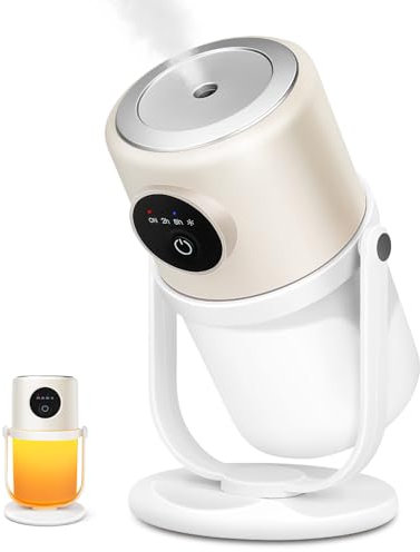 280ml Air Humidifier for Bedroom With Night Light, 360° Rotation Desktop Humidifier, Auto Shut-Off for Indoor Home, Plants