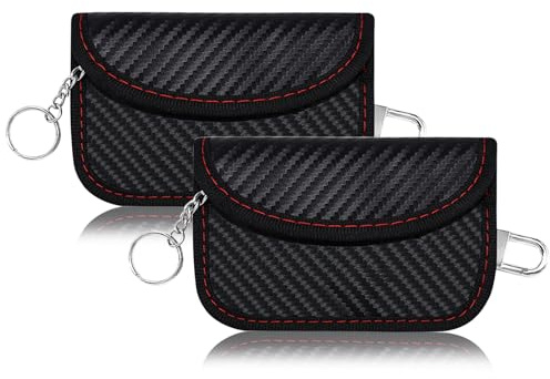 Faraday Pouch for Car Keys, 2 Pack Small Leather Faraday Bag Cage Keyless Car Key Pouches Signal Blocker Safe Protector RFID Anti-Theft Blocking for Remote Entry Keys