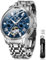 OLEVS Automatikuhren für Herren, selbstaufziehend, mechanisches Skelett, luxuriöses Kleid, Edelstahl, Diamanten, Herren-Armbanduhren, 6701: Silbernes Armband und blaues Zifferblatt, Armband