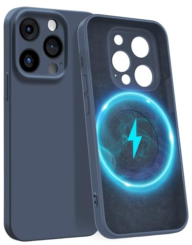 MyGadget Hülle für Apple iPhone 14 Pro [ kompatibel mit MagSafe | 4-Layer-Struktur Schutzhülle ] - Handyhülle mit Kameraschutz - Cover mit Innenfutter - Dunkel Blau