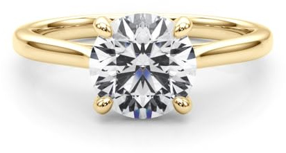 JTC LTD 1.00ct Lab-Grown Diamond Solitaire Engagement Ring For Women, 4 Claw Round Brilliant Cut, D Color, VVS Clarity, Setting With Tapered Shank 18K Yellow Gold - 52
