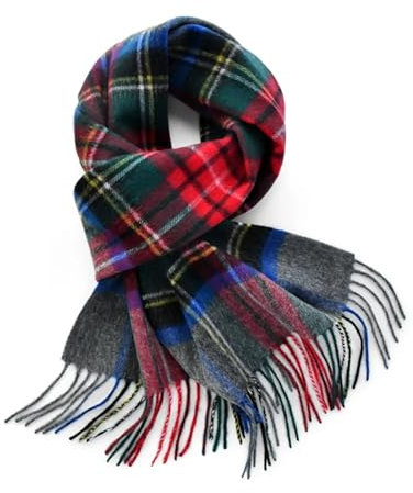 WENH Rot Grau Karierter Wollschal Winter Herren Schals Britischer Stil for Damen Schal Weiche Warme Wraps Halstuch