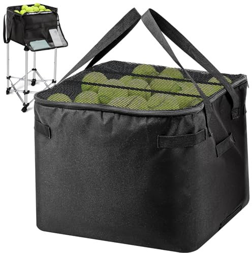 Aliceset Tennis Balls Hopper Tennis Ball Basket Picker Hopper Container with Side Pockets Lightweight Teaching Cart Bag for Picking and Storage Training Tool for Ball, Frame Not Included