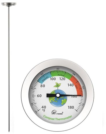 50cm Professional-Grade Stainless Steel Compost Soil Thermometer - Accurate Temperature Measuring Probe for Gardeners & Composters, Ideal for Yard & Garden Use