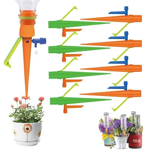 8 PCS Plant Watering Devices, Self Watering Plant Spikes with Anti-tilt Bracket & Valve Control Switch, Plant Watering Spikes Self Watering System for Plants for Indoor Outdoor Garden Plants