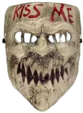 Wildarms Playful Kiss Me Skull Halloween Maske - Glow in The Dark Skelett Gesicht mit rotem Text, Gothic Party Dekoration
