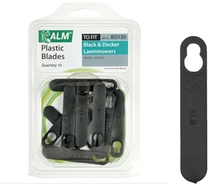 HOCHSTE® Black & Decker Replacement Lawnmower Clip-On Blades, Durable Clip, Polymer Blades, Secure Fit and Better Cut, Corded Electric Power Source, Suitable for Gardens & Lawns, Pack of 10