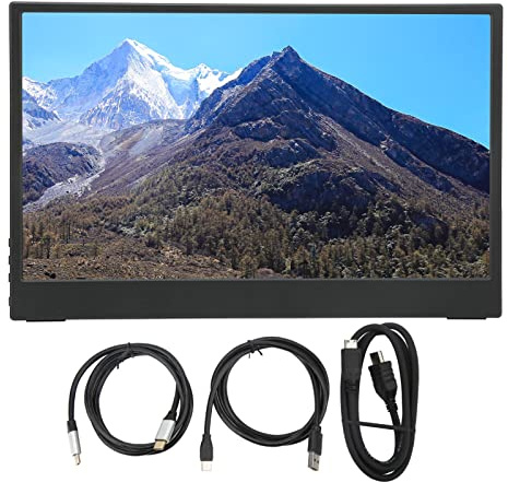 QWUUYEC 13 Inch IPS Portable Monitor 1920x1080P Full HD, Ultra Thin 16:9 Wide Screen with HDR Technology and Protective Case - Split Screen Support, Multi Speaker Output, Ideal for Gamin