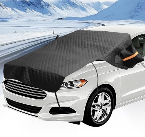 Housse de protection pour pare-brise de voiture - En tissu Oxford 600D - Accessoire d'hiver de voiture - Protection 3 en 1 pour pare-brise, capot et rétroviseurs latéraux - Pour petites voitures