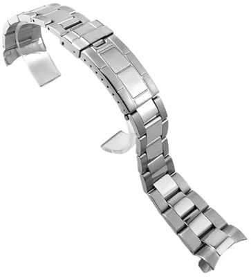 XTVKFWJAB 20 mm Vintage-Uhrenarmband aus gebürstetem Edelstahl mit gebogenem Ende, kompatibel Rolex RLX 16700 16710 70216 Uhr