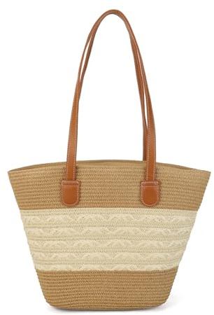 GLITZALL Sac à Main En Paille Pour Femme,Spacieux,Sac De Plage | Sac à BandoulièRe De Plage Spacieux,Avec Compartiment Zippé,Sac à Main De Style BohèMe,IdéAl Pour Les Vacances D'éTé