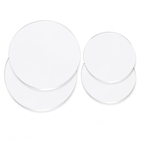 4 PCS Round Acrylic Cake Disc, 6/8 Inch Cake Board for Cake Decorating Display Wedding Birthday Baking, Reusable Clear Acrylic Discs for Cakes DIY Crafts(2 * 6 inch +2 * 8 inch Cake Board)
