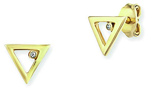 cai Damen Ohrstecker 925/- Sterling Silber 0,8cm Glänzend Zirkonia gelb 273220696