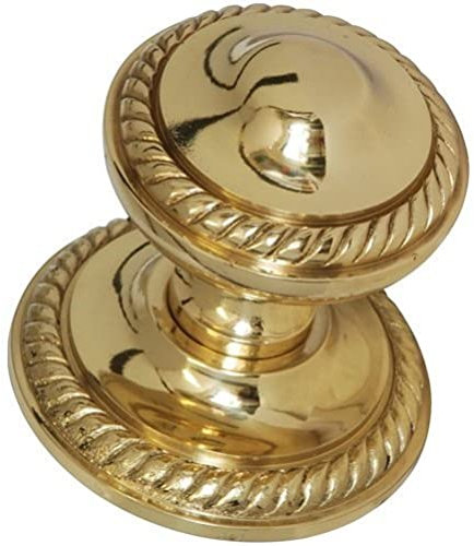 Merriway BH04911 (2 Pcs) Georgian Cupboard Cabinet Door Knob Brass 19mm - Pack of 2 Pieces