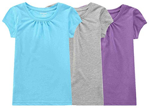 Bienzoe Ragazze Traspirante Asciugatura Veloce Manica Corta Maglietta C 6/6X(6-7 Anni)