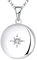 JO WISDOM Damen Halskette Medaillon Photo Bilder Amulett Silber 925,Kette Anhänger Polarstern 3A Zirkonia April Geburtsstein,Schmuck für Frauen