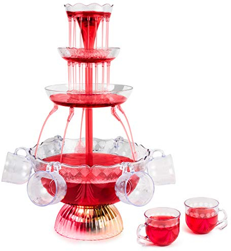 Nostalgia Party Fountain, Holds 1.5 Gallons, LED Lighted Base, Includes 8 Reusable, 1.5 Gallon 8 Cup