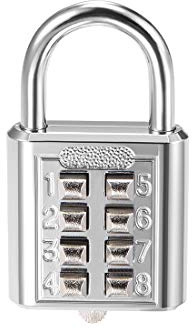 sourcing map 8-Digit Combination Padlock Push Button Lock for Locker Cabinet Silver Tone