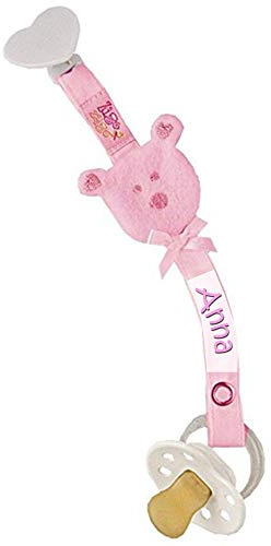 Zigozago Clip catenella portaciuccio ORSO ROSA fatto a mano con nome personalizzabile