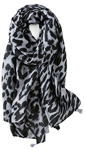 GUMEI Vintage Leopard Cotton Schal Kontrast Farbe Quasten Übergroße große Schal Wrap