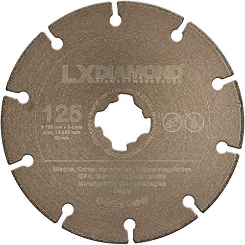 LXDIAMOND Diamant-Trennscheibe 125mm Premium Diamantscheibe für GFK Gummi Metallprofile Sicherheitsglas Holz Bleche Universal passend für/kompatibel mit Bosch X-LOCK Winkelschleifer 125 mm