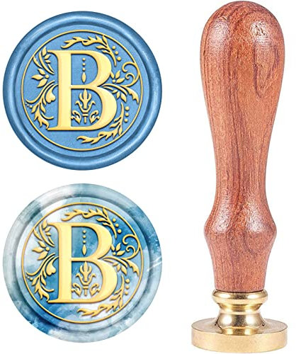 craspire Retro Alphabet Initialen Wachs Versiegelungsstempel Classic Vintage 26 Buchstaben AZ 25mm Abnehmbarer Messingkopf Holzgriff Für Umschlag Einladung VerschönerungDekoration (Buchstabe B)