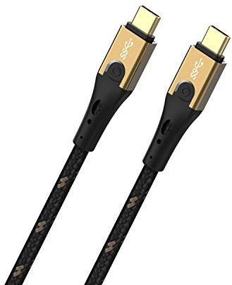 Oehlbach Primus USB-Kabel Typ C zu Typ C - State of The Art - Super Speed 10 Gbit/s 40W Fast Charge Schnellladung hochflexibel HPOCC 3 Fach Schirmung 4K 60Hz - Farbe Schwarz/Gold - 1 Meter